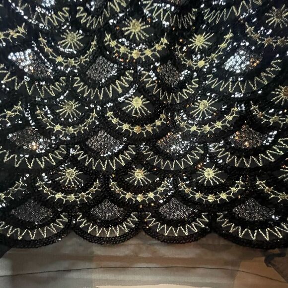 Aidan Mattox Black Stretch Lace Beaded Blouson Dress Size 4 - Picture 11 of 16